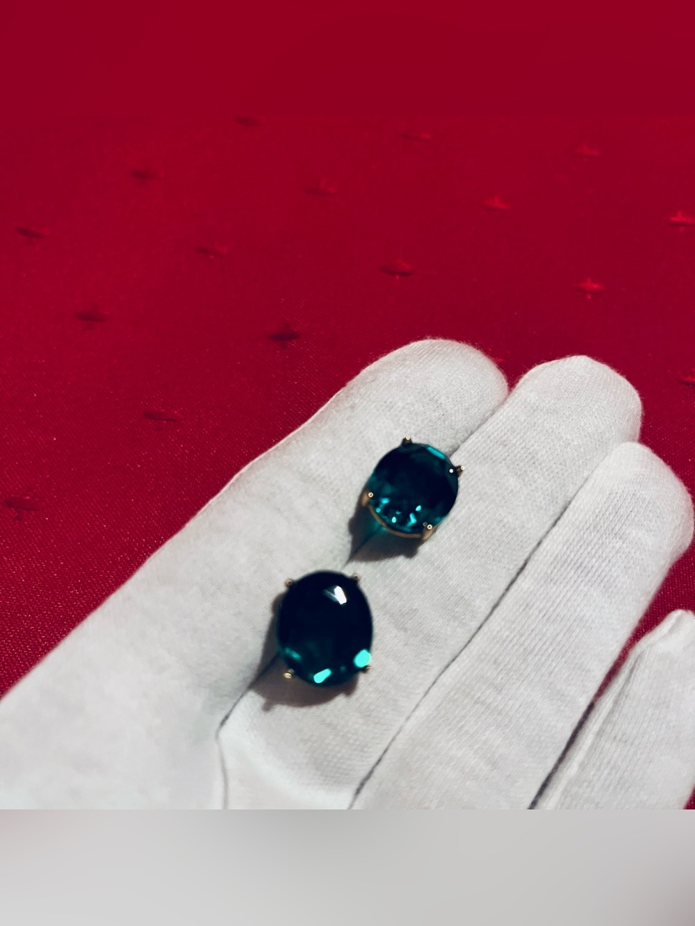 Emerald Teal Oval Stud Earrings - Women Jewelry